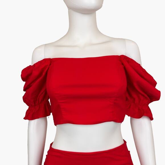 NWT VICI "Jet Set" Smocked Crop Top & Ruffle Mini Skirt (Cherry | Size S) - Picture 5 of 11